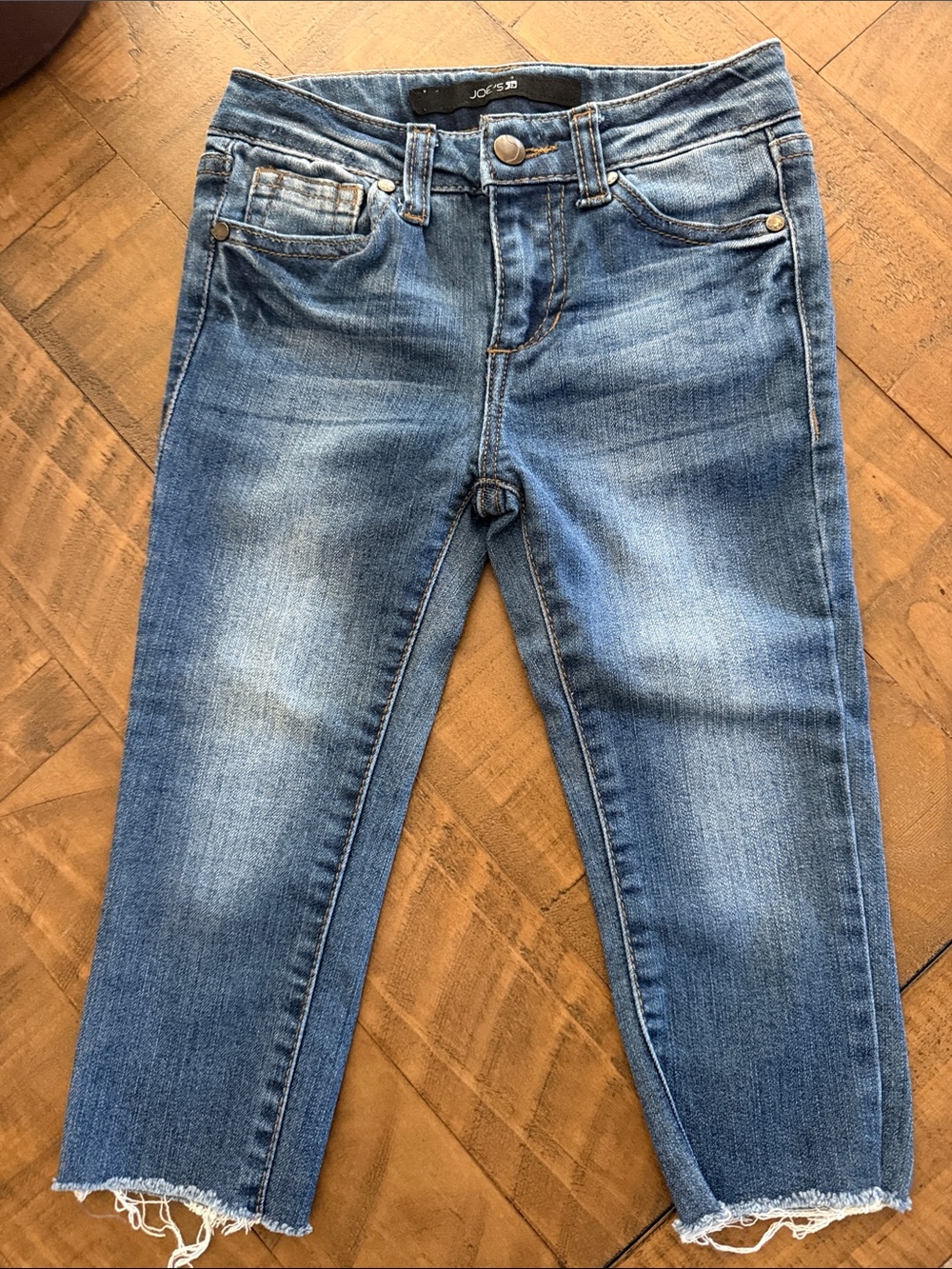 Joe's Jeans Medium Blue Cropped Skinny Jeans with Frayed Hem